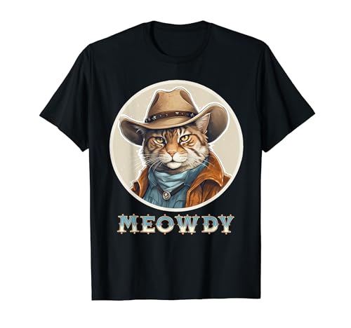 Cat Meme Meowdy Funny Mashup Between Meow Howdy kitten cat Maglietta