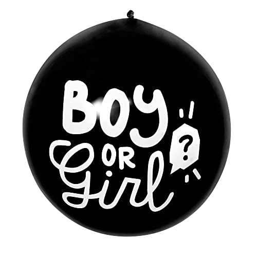 Boland 53256 Latex Confetti Balloon Boy or Girl Diameter up to 60 cm Black and White Filled with Pink and Pink Confetti Balloon Decoration Baby Shower - Image 2
