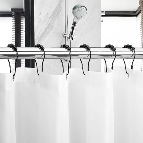 image for LifHap Shower Curtain Rings,Shower Curtain Hooks,Rust Proof Secure Loc