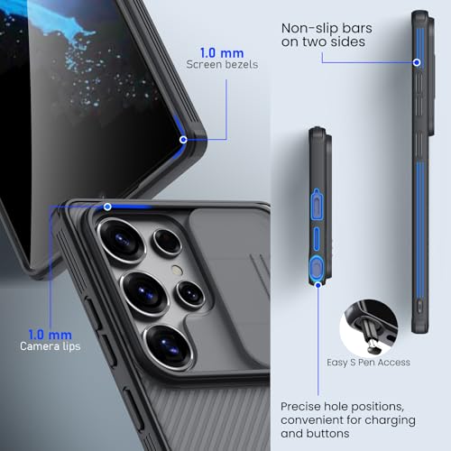 Image of Nillkin Case for Galaxy S25 Ultra 5G, Translucent Design,Slim Stylish Protective Case with Slide Camera Cover, for Galaxy S25 Ultra Case 6.9 inch (Translucent Black)