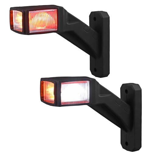 AUTOUTLET Lot de 2 feux de gabarit LED 12-30 V étanches avec réflecteur interne lumière d'avertissement blanc, rouge, ambre 140 mm pour remorque,...