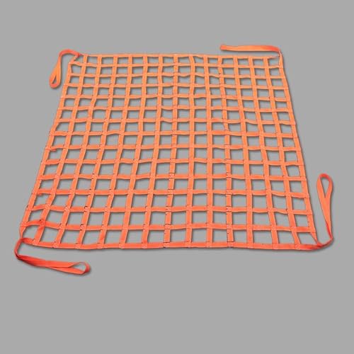 DRemdo Heavy Duty Cargo Net - Helicopter/Pallet Cargo Net - Flat Polyester Sling Hoisting Net - for Loading and Unloading Cargo (Color : Orange, Size : 1x1m(661lb))