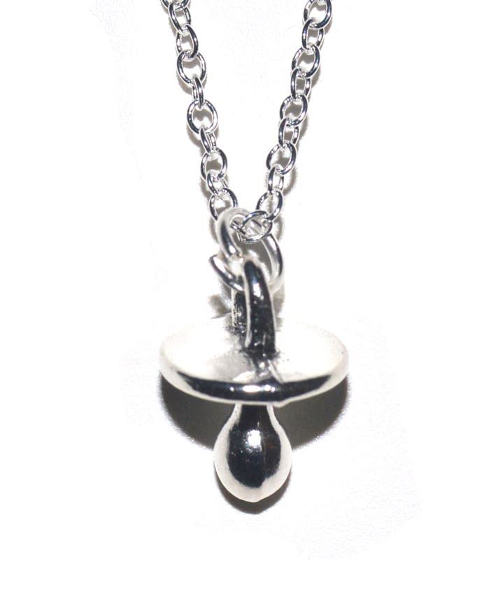 Lifestyle Schmuck Colgante de chupete con cadena de plata de 55 cm, Alpacca