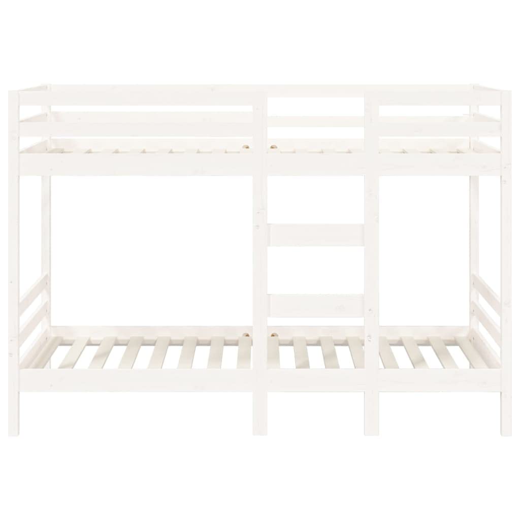vidaXL Litera Cama Alta Somier Colchones Escalera Dormitorio Habitación Niños Adolescentes Adultos de Madera Maciza de Pino Blanco 75x190 cm