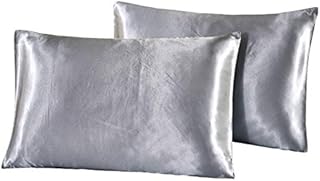 White Satin Pillow Cases 2 Pack 50 x 75cm Standard Size - Pure White Pillowcases 2 Pack, Ultra-Soft Smooth Polyester Microfiber Pillow Case for Hair and Skin, Envelope Closure