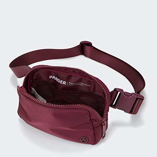 Pander Double Zipper Fanny Pack Nylon Everywhere Belt Bag, Fashion Waist Packs For Women Designer(Red Merlot, Us) #TOP3