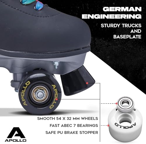 APOLLO Roller Skates Women - Retro Skates for Women and Girls - Size Adjustable Womens Quad Skates with High Heel - Rollerskates Adult Women - Disco Quads - Rodeo Drive - Thumbnail 4