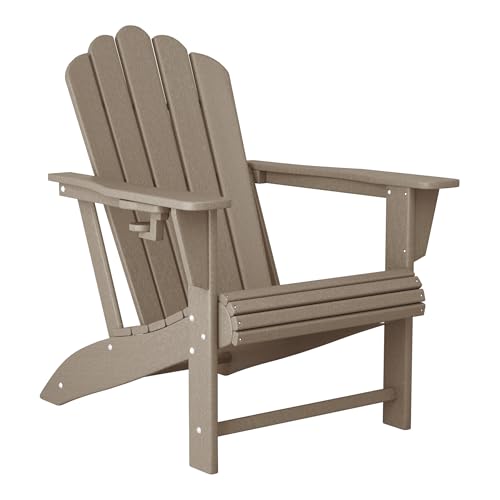 Highland Outdoor Patio Adirondack Chairs (Set of 2) with Cup Holders, Weathered Wood - for WestinTrends