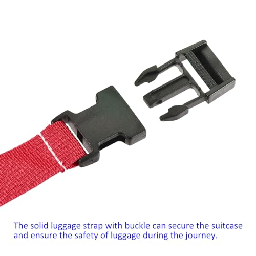 Image of M METERXITY 1 Pack Luggage Straps- Travel Baggage Accessory Adjustable Suitcase Belt with Quick Release Buckle, Apply to Travel (1.5 Meters, Red)