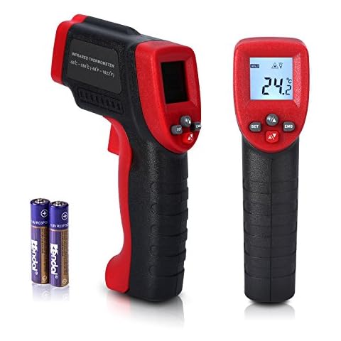 Laser Infrared Thermometer, LCD Non Contact Professional High Temperature Gun Pyrometer with Dual Laser Visual Target, Temp Alarm, Adjustable Emissivity 0.1 to 1.0, Max/Min/Avg/Dif -50-550 ℃ Cover