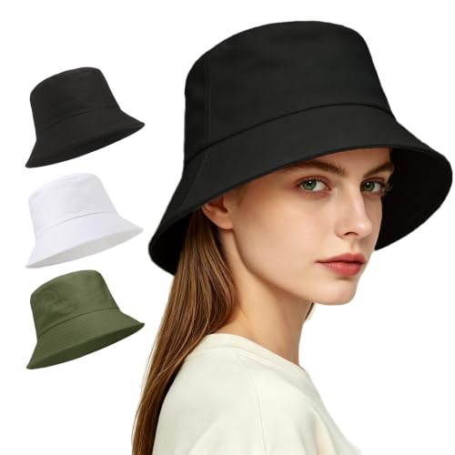 Image of 3 Packs Unisex Athletic Bucket Hat Solid Colors Sun Hat with UV Protection for Outdoor Sports Packable Summer Hats