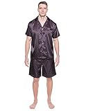 Noble Mount Twin Boat Men's Satin Short Pajama Set - Paisley Black/Fig - X-Large