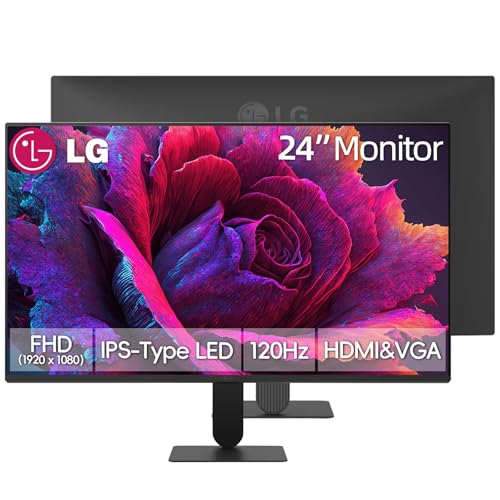 Image of LG 24 inch FHD IPS Monitor, 120Hz Refresh Rate, 1ms MBR, 99% sRGB, HDR10, Flicker Safe, VRR, Slim Bezel, Black Stabilizer, HDMI & VGA, Tilt Adjustable, 178 Degrees Viewing Angle, Black