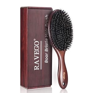 Hair Brush, Boar Bristle Hair Brush for Women Men Kids, Nature Bristles Hairbrush for Thin Fine All Hair Type, Restore Shine And Texture, Set Includes Cleaning Tool