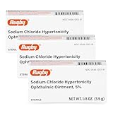 Rugby Sodium Chloride Hypertonicity Ophthalmic Ointment 5% - 50 mg Sodium Chloride Eye Ointment for Temporary Corneal Edema Relief - Made With Lanolin and Mineral Oil - Alcohol-Free - 0.125 Oz(3 Pack)