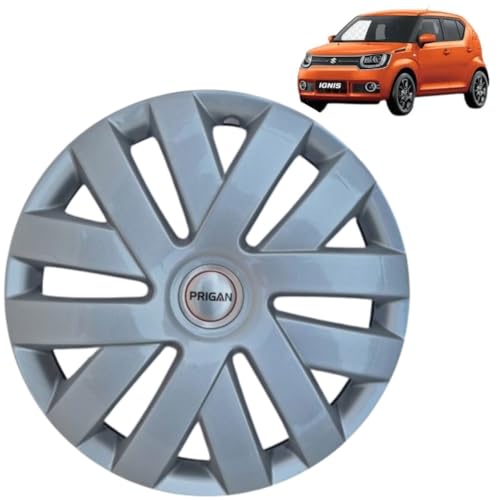 Image of Prigan Wheel Cover for IGNIS 15 Inch Silver Wheel Cap (Available in 15 Inch) (Set of 4 Pcs) (Press Fitting) Model- Polo Silver-15