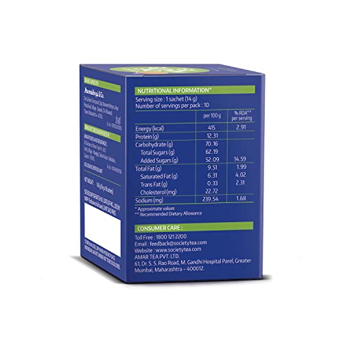 Image of Society One Minute Tea | Elaichi Flavour | Made with Cardamom | Flavoured Instant Tea | 14g X 10 Sachets (140g) | Pack of 2