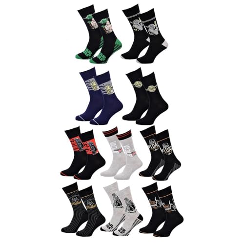 Disney Socks And Underwear – Calcetines para hombre de Star Wars de algodón – Varios modelos de fotos según disponibilidad– Multicolor Pack de 10 Paires 40-46