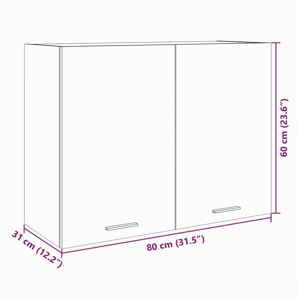 Toshilian Meuble Haut de Cuisine, Armoire de Cuisine Murale élément Haut Armoire Suspendue Chêne Sonoma 80x31x60 cm Aggloméré