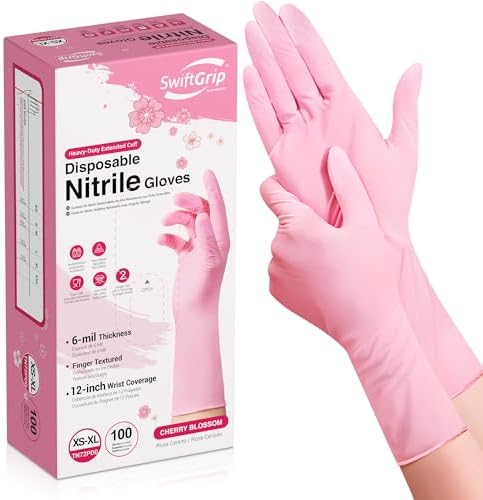 SwiftGrip Disposable Nitrile Dishwashing Gloves, Extended 12 Inch...