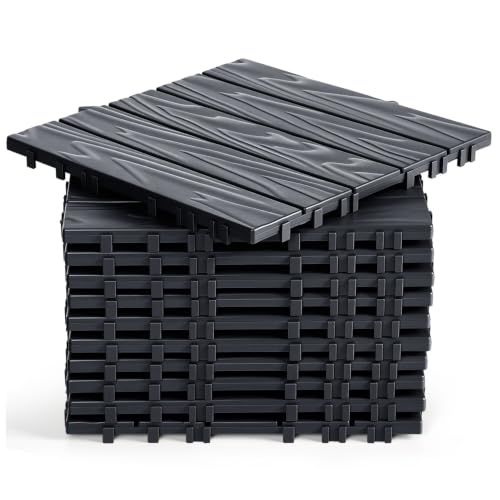 Azulejos de madera antracita 30x30 cm con sistema clic para suelos de terrazas y balcones