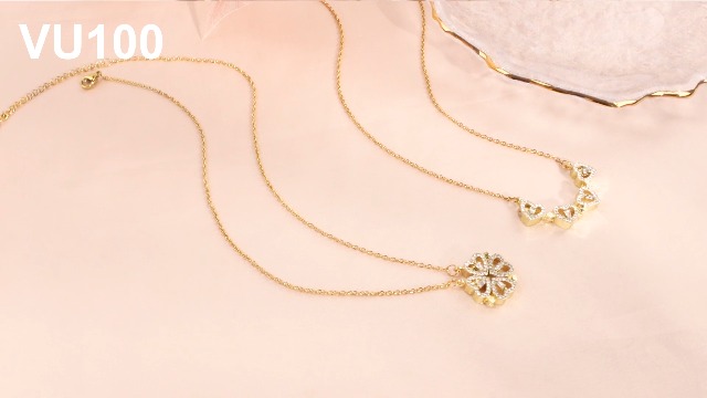 Collana Quadrifoglio Portafortuna 2 In 1 Con Cristalli Oro Ciondolo Pieghevole Regalo Donna