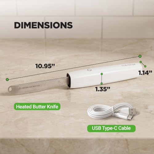 NutriChef Heated Butter Knife | Rechargeable Cordless Heating Butter Spreader, Two Heat Settings 107°F & 158°F | Ready Light Indicator for Slicing & Spreading Butter, Cheese & Peanut Butter | White by NutriChef - Used condition - Image 7