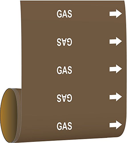 Marqueur de tuyau Gas B-946 Brady 109003 en vinyle résistant blanc sur marron