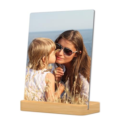 Custom Metal Photo Prints Customized photo gifts with Natural Bamboo Base,Personalized Picture Gifts Wall Art Ready to Hang by HD Printing Technology -Gift Wrapping Available-Same day Pick up