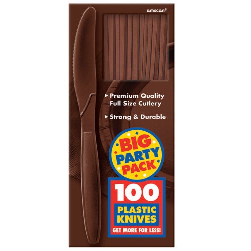 Amscan Big Party Pack Plastic Knives, 8.1 x 3.5, Chocolate Brown