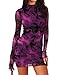 OFEEFAN Womens Fashion Womens Mesh Dresses Fall Print Purple M