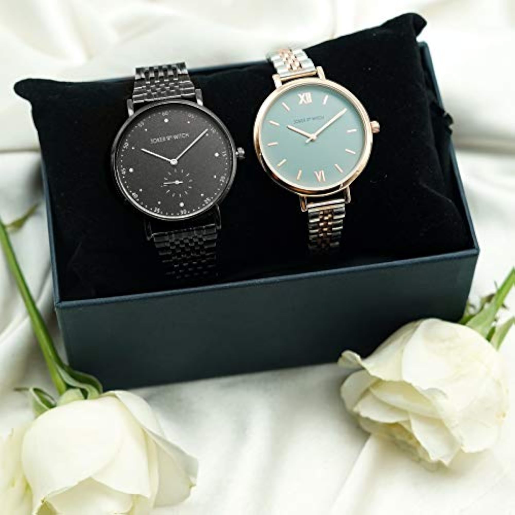 Couple's Stainless Steel Darcy & Elizabeth Analog Watch Gift Set