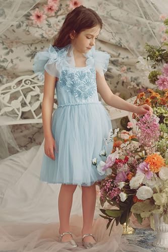 Tutu Dress for Girls - Glitter Sequin Tulle Dress Tiered Layered Flower Girl Dress for Wedding Birthday Photo Prop2