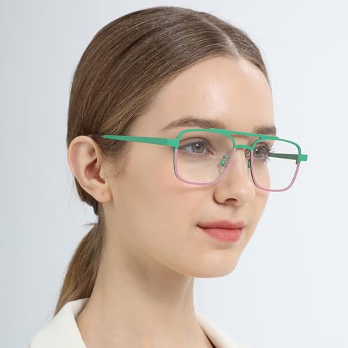 Image of FONEX Colorful Pure Titanium Glasses Frame Men Square Eyeglasses Women Vintage Optical Eyewear F85789