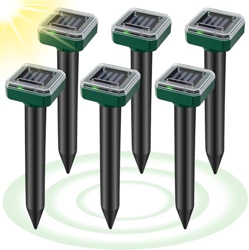 AOUQEE Maulwurf Vertreiber Solar, 6 Stück Ultraschall Maulwurfschreck mit Vibration,Umweltfreundlich & Geräuschlos,Solarbetrieben, Wasserdicht IP65 Maulwurf Vertreiber für Garten,