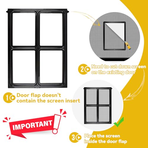 NAMSAN Dog Screen Door, Passage Size 12 x 16 inches, Dog Door for Screen Door, Large Pet Door for Sliding Door, Magnetic Automatic Closing, Self-Assembly, Lockable, Black