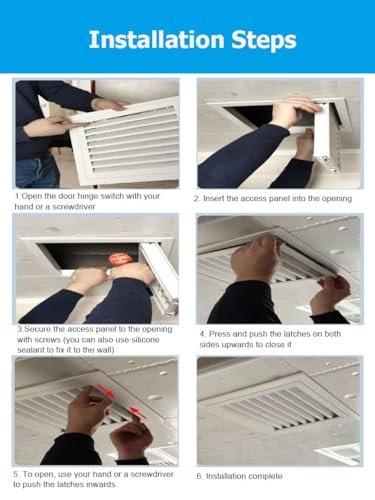 Panel de ventilación para techos sin moho con rejilla de aluminio y acceso de 20x35cm 7