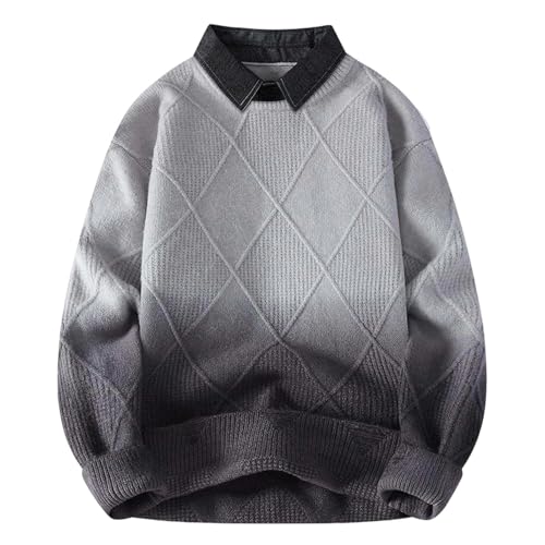 Pull en tricot pour homme style dégradé effet 2 en 1