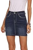 GUANYY Women's Stretch Denim Mini Skirt - Slim Fit & Stylish (Dark Blue, Small)