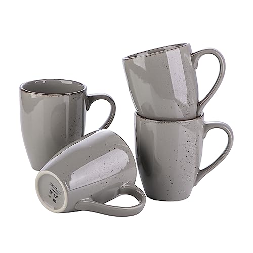 vancasso Navia Jardin Mug Set of 4, Vintage Look Grey Ceramic Coffee Tea Cup Set, Ideal for Coffee/Tea/Hot Chocolate/Milk/Water/Drink. (360ml/12 oz)