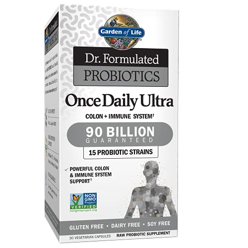 Garden of Life Probiotics for Women and Men, Dr. Formulated Once Daily Ultra 90 Billion Adult Probiotic for Digestive Health, Immune System Support, Acidophilus, Prebiotics, 30 Vegetarian Capsules