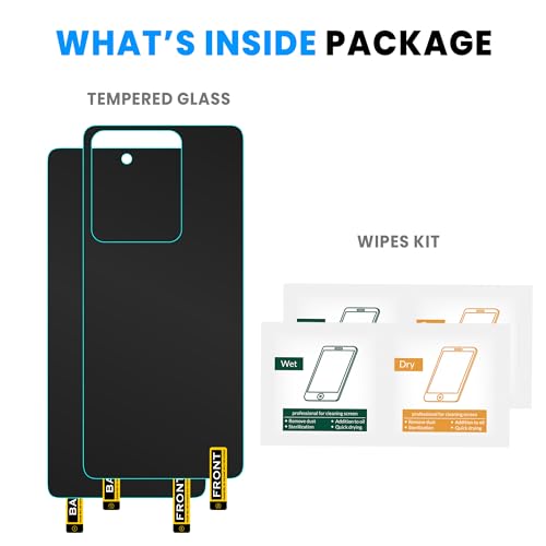 Image of Screen Protector for Vivo T2 Pro 5G (6.78 Inches) Edge to Edge Front and Back Guard with Installation Kit | Crystal Clear, Case Friendly Screen Coverage, Ultra Thin Unbreakable Membrane