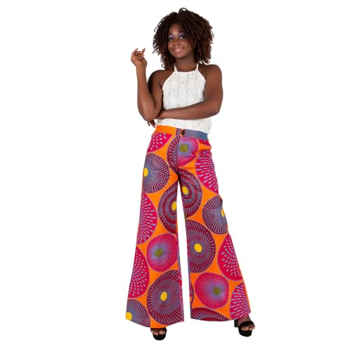iooiooi Women's Fashion Casual Plus Size African Print Cotton Wide Leg Pants with Pockets3