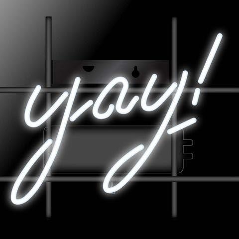 Easy, Tiger Hand-Bent Neon Light Sign, Cursive"Yay!" (Stands/Hangs)