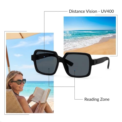 Eyekepper Bifocal Sunglasses for Women Men 1.5, Square 6 Pack by Eyekepper - Image 2