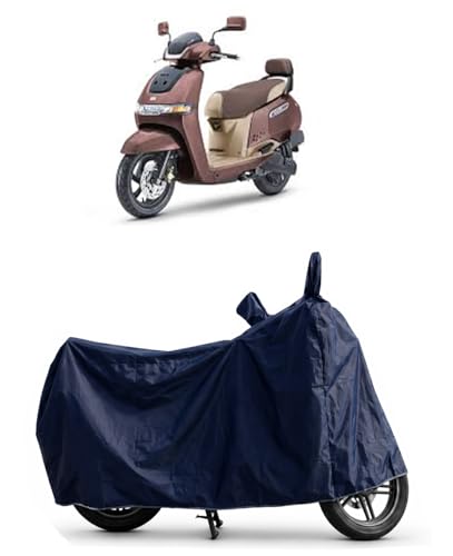 Image of Shield Heavy Duty Scooty Cover for Tvs Iqube | All-Season, Tear-Proof Fabric | with Side Mirror Pocket & Buckle Belt | Tvs Iqube Scooty Cover (Blue)