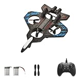Foam RC Plane Drone for Kids, Remote Control Airplane Fighter Jet with LED Light, Auto Hover, 360°Flip, 2 Batteries (16 Mins Flight), Easy to Fly for Beginners