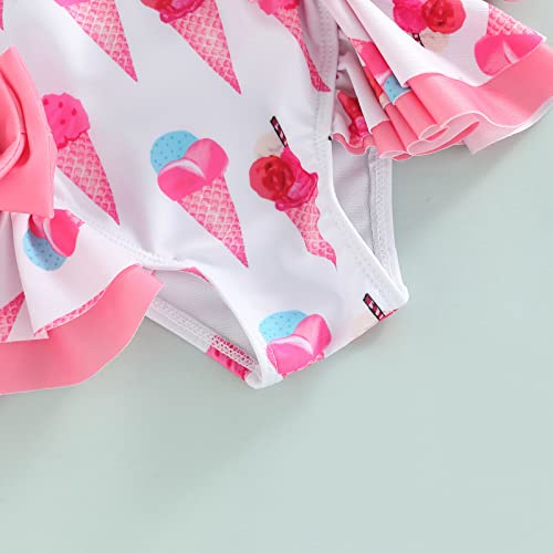 Image of Toddler Kids Girl One Piece Swimsuit Floral Sleeveless Backless Swimwear Bowknot Ruffled Bathing Suit Beachwear