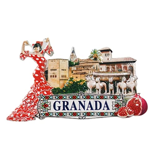 Imán de refrigerador Granada España 3D de resina miniatura 1