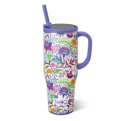Image of Swig Life 40oz Leak Proof Mega Mug, 40oz Leak Proof Tumbler with Handle and Straw, Extra Large Insulated Tumblers, Cup Holder Friendly Travel Mug, Reusable Leakproof Water Bottle (Mystique)